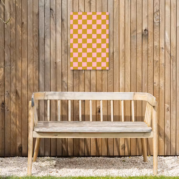 Patroon - Vierkant - Roze Tuinposter op houten frame 2 cm dik klein 841 -sfeer4