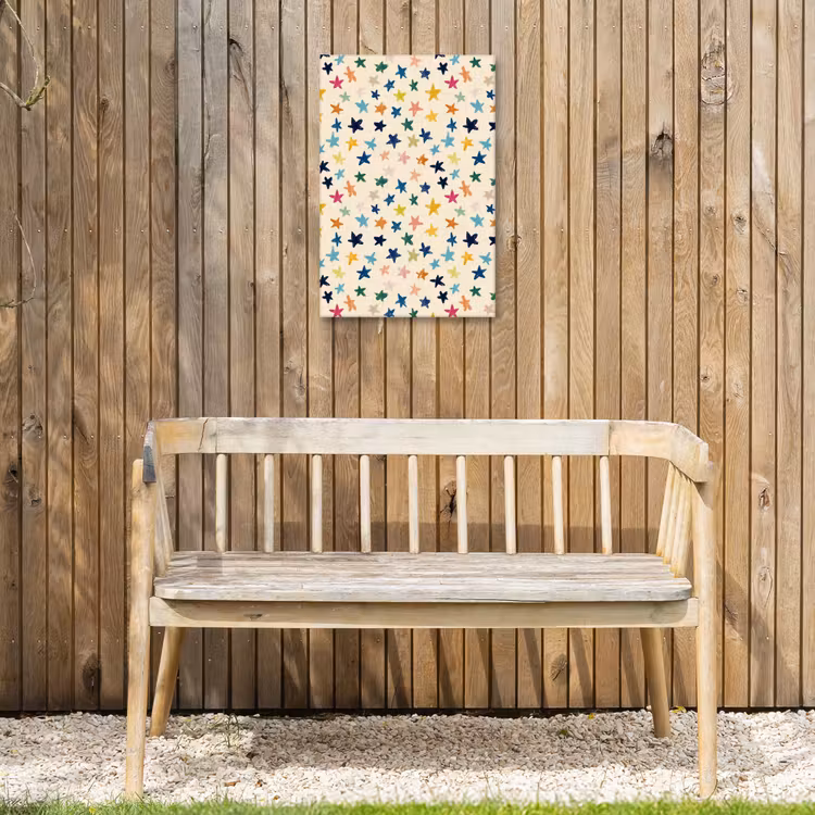 Patroon - Sterren - Kleurrijk Tuinposter op houten frame 2 cm dik klein 841 -sfeer4