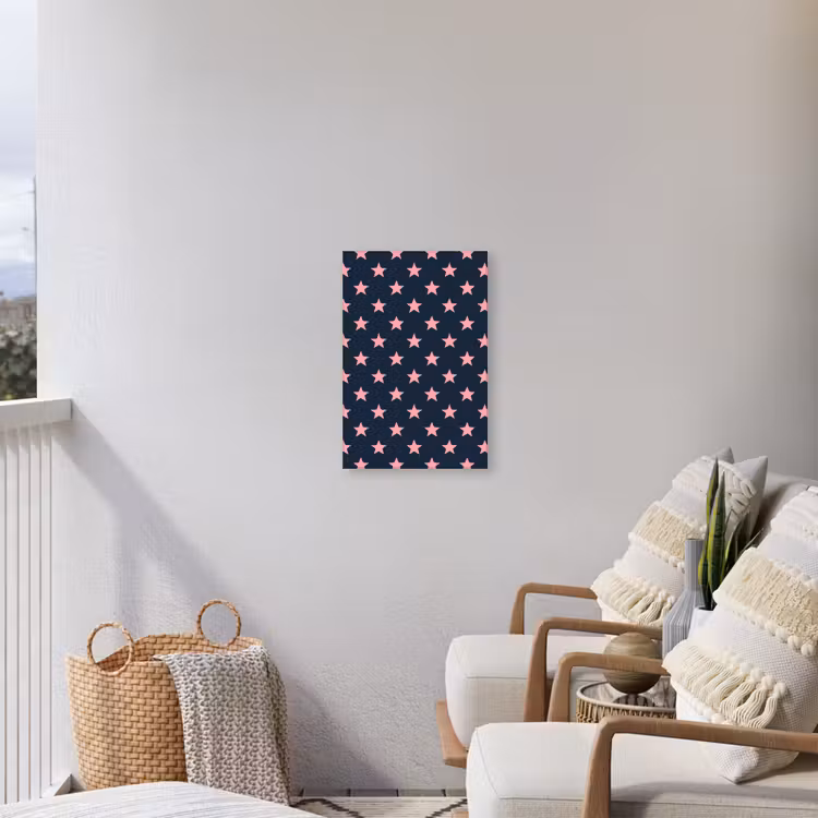 Patroon - Sterren - Roze Tuinposter op houten frame 2 cm dik klein 841 -sfeer1