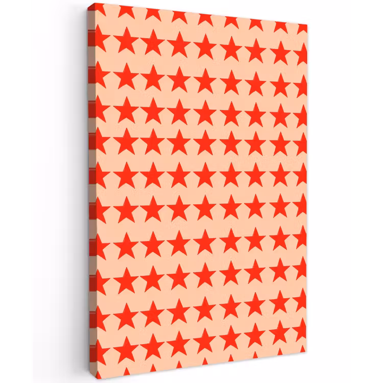 Patroon - Sterren - Rood Tuinposter op houten frame 2 cm dik klein 841 -3d