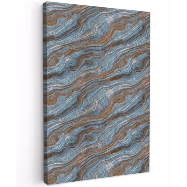 Patroon - Steen - Blauw Tuinposter op houten frame 2 cm dik klein 841 -3d