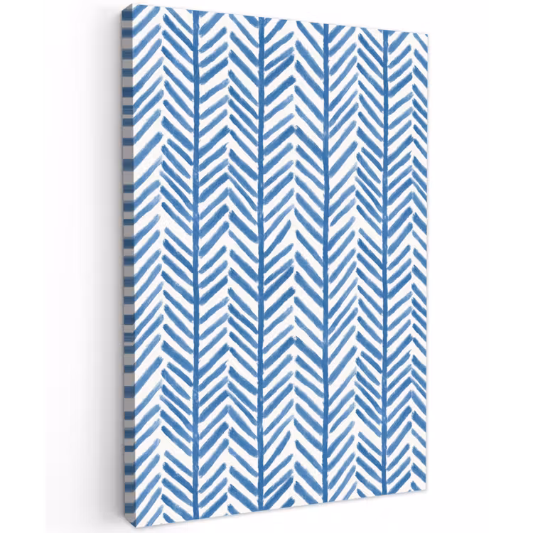 Patroon - Streep - Blauw Tuinposter op houten frame 2 cm dik klein 841 -3d