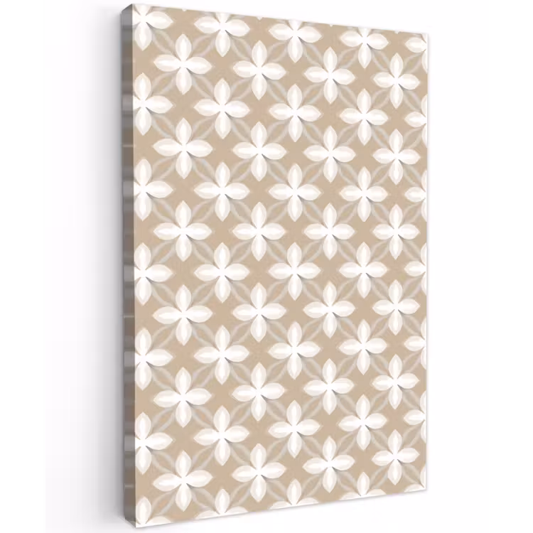 Patroon - Symmetrisch - Beige Tuinposter op houten frame 2 cm dik klein 841 -3d