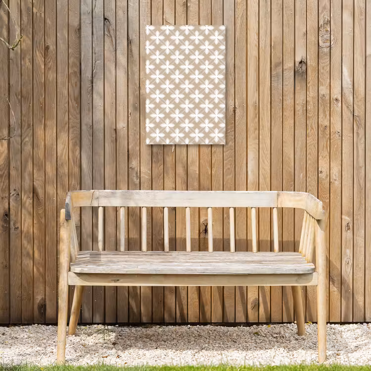 Patroon - Symmetrisch - Beige Tuinposter op houten frame 2 cm dik klein 841 -sfeer4