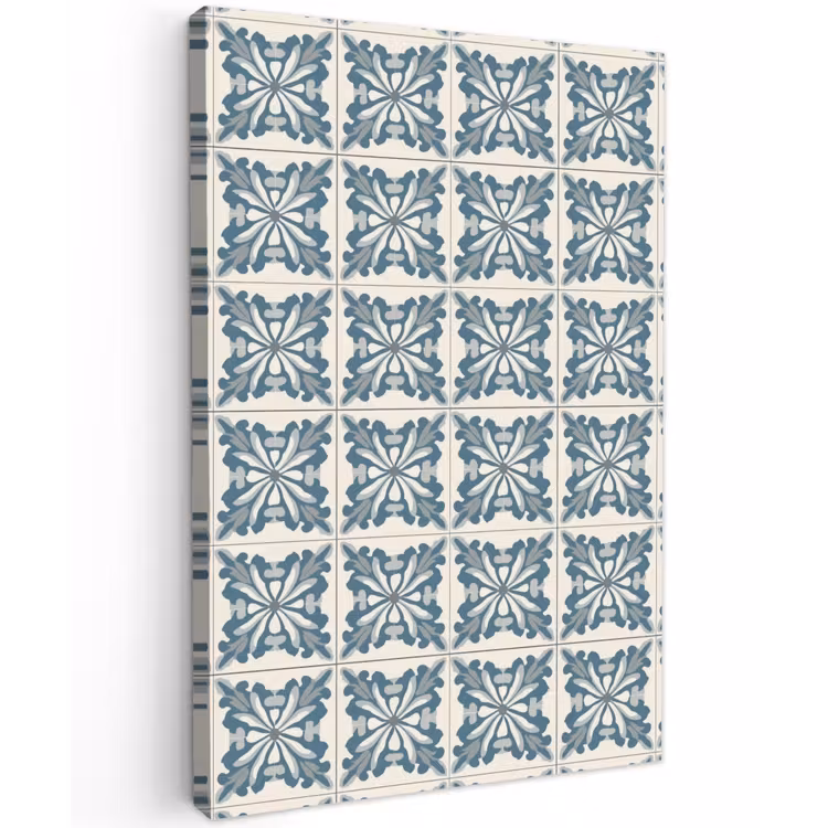 Dessin - Tegel - Blauw Tuinposter op houten frame 2 cm dik klein 841 -3d