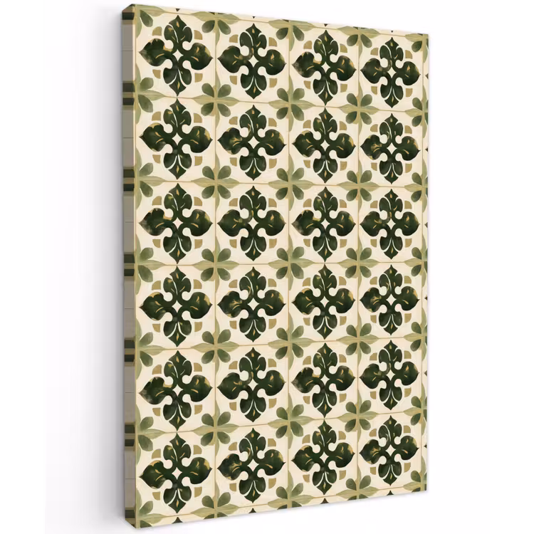 Patroon - Tegel - Groen Tuinposter op houten frame 2 cm dik klein 841 -3d