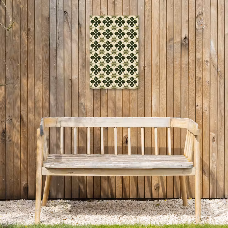 Patroon - Tegel - Groen Tuinposter op houten frame 2 cm dik klein 841 -sfeer4