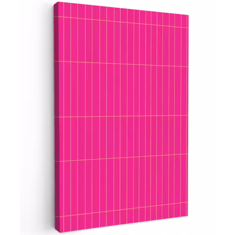 Patroon - Tegel - Magenta - Roze Tuinposter op houten frame 2 cm dik klein 841 -3d