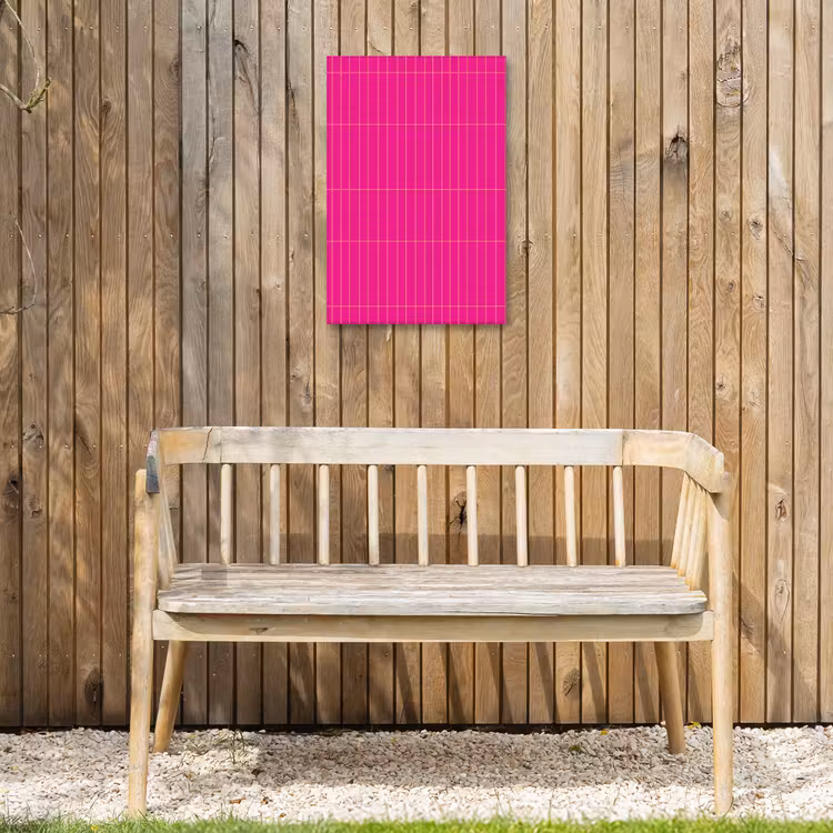 Patroon - Tegel - Magenta - Roze Tuinposter op houten frame 2 cm dik klein 841 -sfeer4