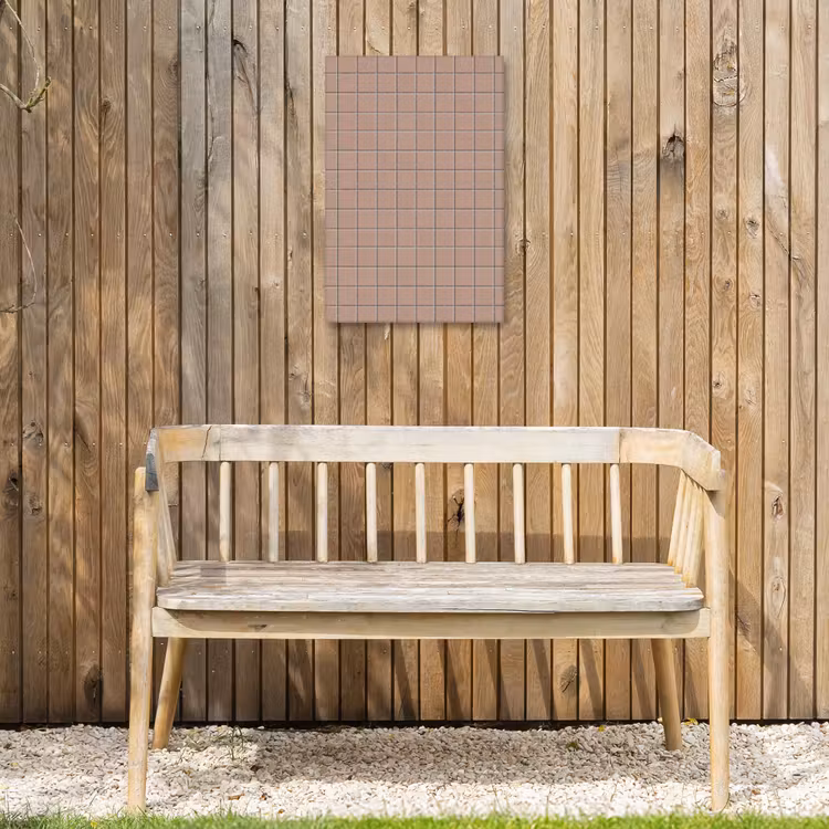 Patroon - Tegel - Oudroze Tuinposter op houten frame 2 cm dik klein 841 -sfeer4