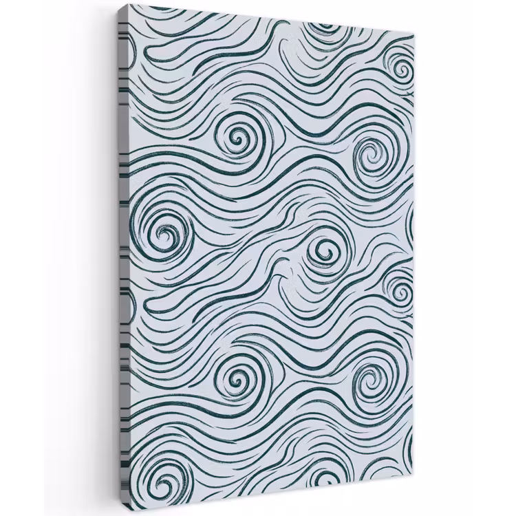 Patroon - Golven - Abstract - Modern - Blauw Tuinposter op houten frame 2 cm dik klein -3d