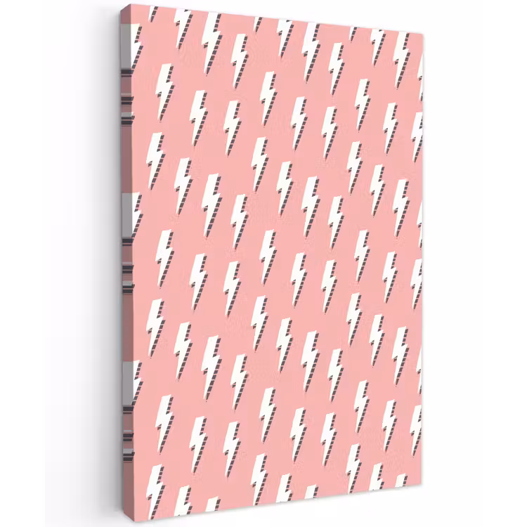 Patroon - Wit - Bliksem - Roze Tuinposter op houten frame 2 cm dik klein 841 -3d