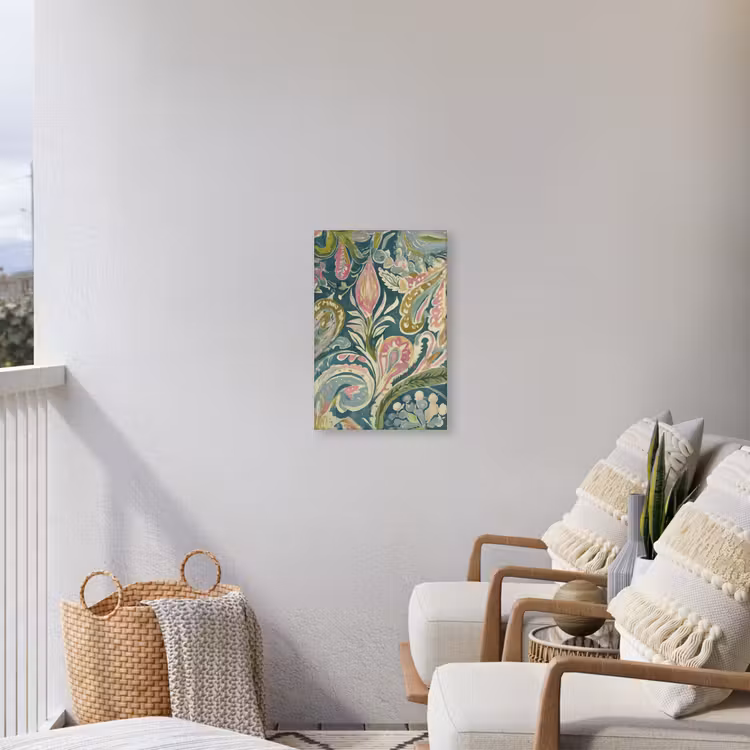 Patroon - Kleurrijk - Sierlijk - Groen Tuinposter op houten frame 2 cm dik klein -sfeer1