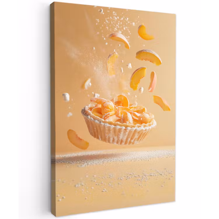 Peach - Eten - Taart - Oranje Tuinposter op houten frame 2 cm dik klein -3d