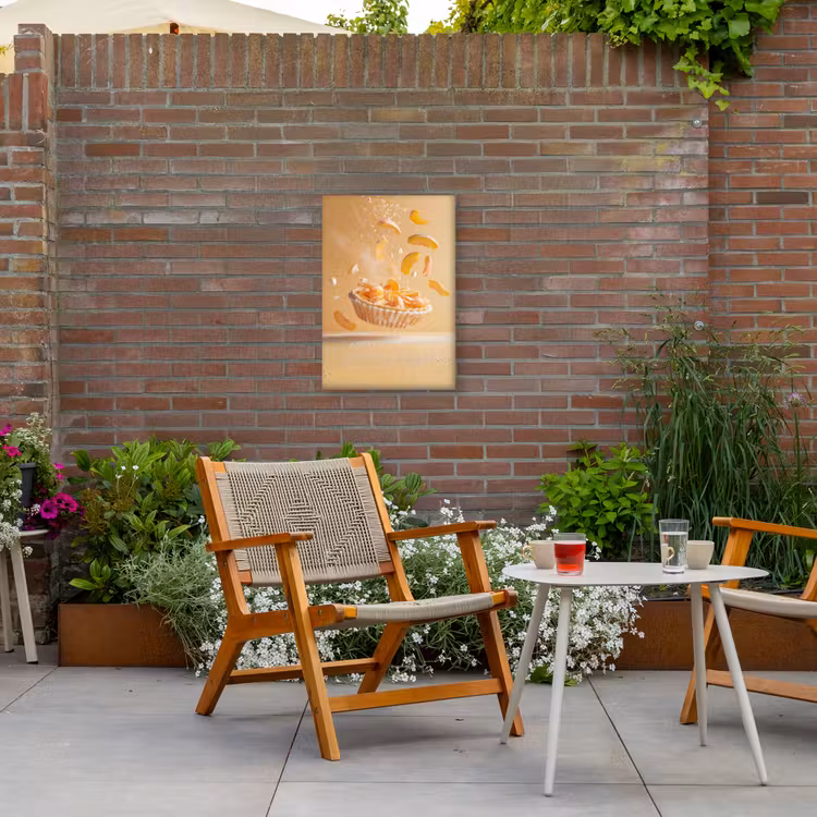Peach - Eten - Taart - Oranje Tuinposter op houten frame 2 cm dik klein -sfeer3