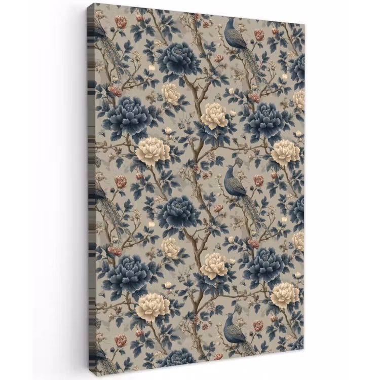 Pauw - Bloemen - Blauw Tuinposter op houten frame 2 cm dik klein 841 -3d