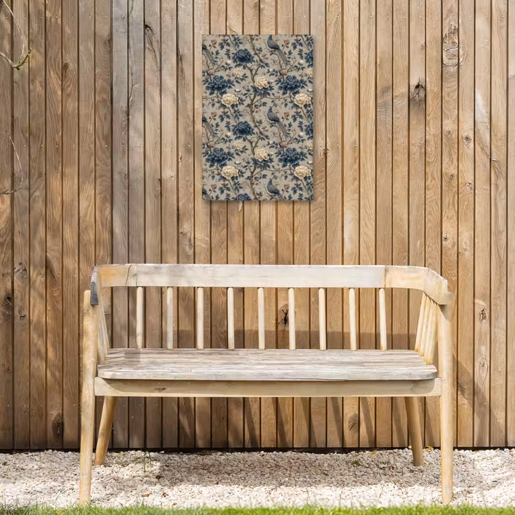 Pauw - Bloemen - Blauw Tuinposter op houten frame 2 cm dik klein 841 -sfeer4