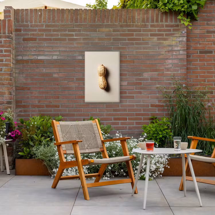 Pinda - Ruw - Beige Tuinposter op houten frame 2 cm dik klein -sfeer3