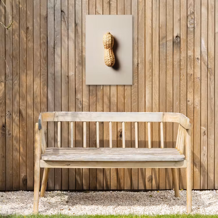 Pinda - Ruw - Beige Tuinposter op houten frame 2 cm dik klein -sfeer4