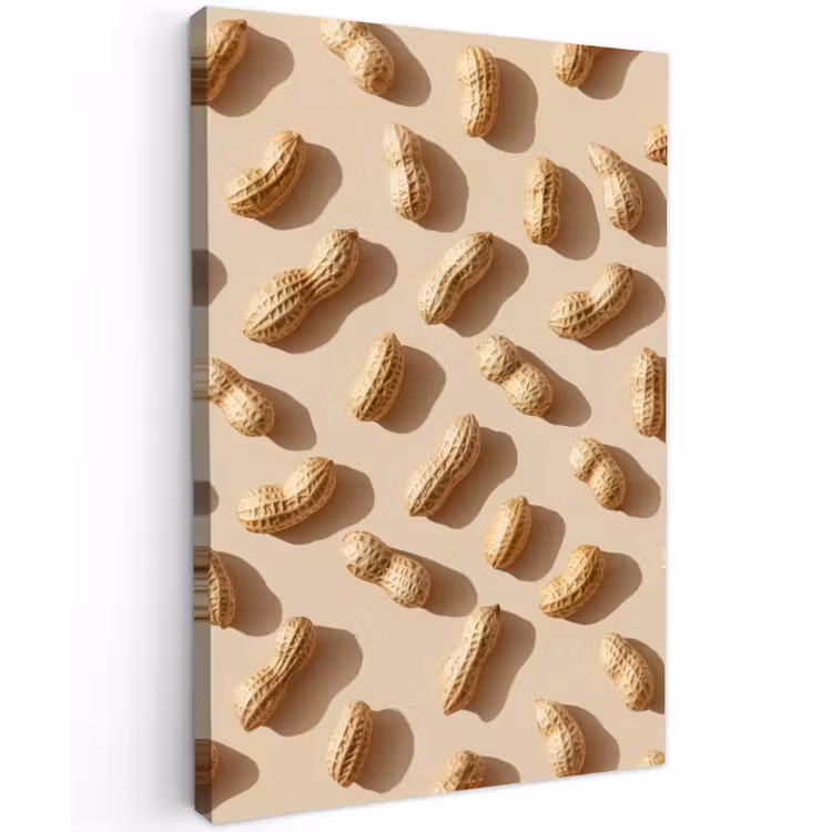 Pinda's - Patroon - Beige Tuinposter op houten frame 2 cm dik klein -3d