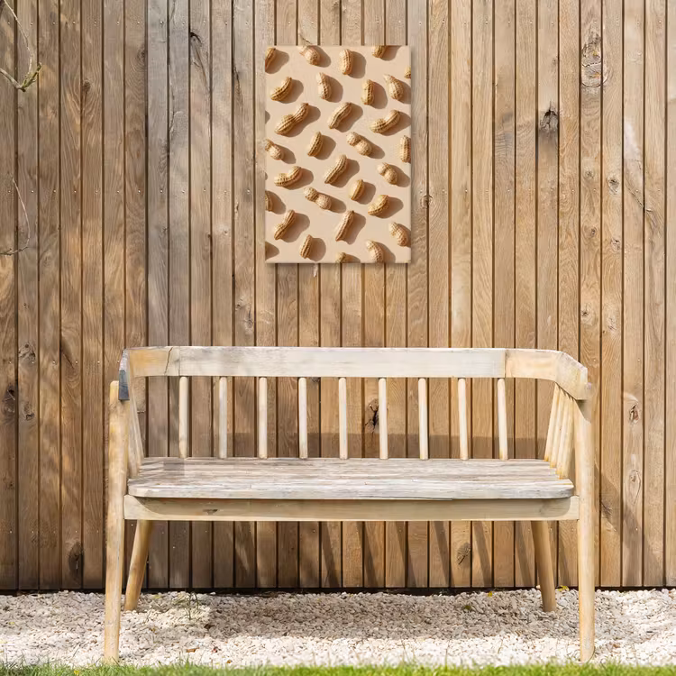 Pinda's - Patroon - Beige Tuinposter op houten frame 2 cm dik klein -sfeer4