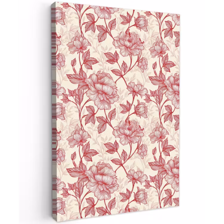 Pioenrozen - Modern - Rood Tuinposter op houten frame 2 cm dik klein 841 -3d