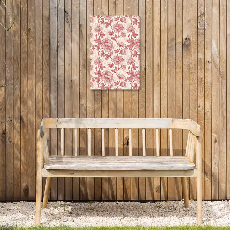 Pioenrozen - Modern - Rood Tuinposter op houten frame 2 cm dik klein 841 -sfeer4