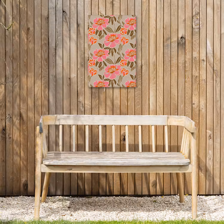 Pioenrozen - Patroon - Roze Tuinposter op houten frame 2 cm dik klein 841 -sfeer4