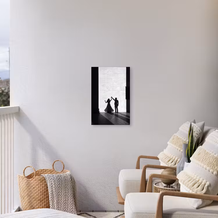 Mensen - Schaduw - Dans - Zwart-wit - Liefde Tuinposter op houten frame 2 cm dik klein -sfeer1