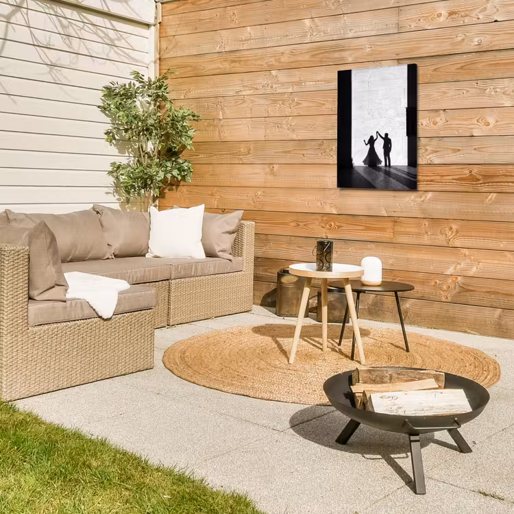 Mensen - Schaduw - Dans - Zwart-wit - Liefde Tuinposter op houten frame 2 cm dik klein -sfeer2