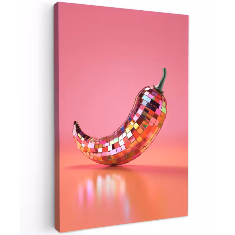 Peper - Disco - Rood - Glitter Tuinposter op houten frame 2 cm dik klein -3d