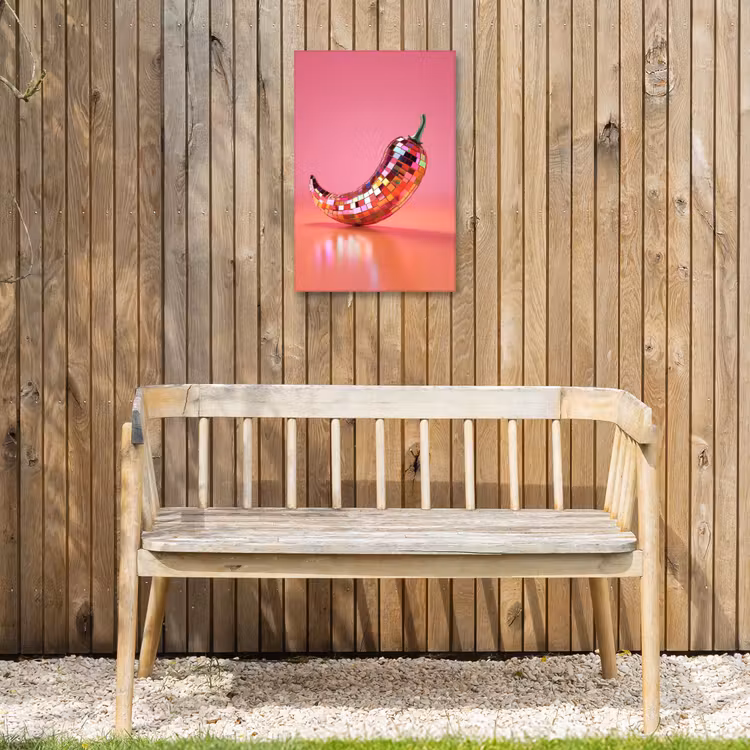 Peper - Disco - Rood - Glitter Tuinposter op houten frame 2 cm dik klein -sfeer4
