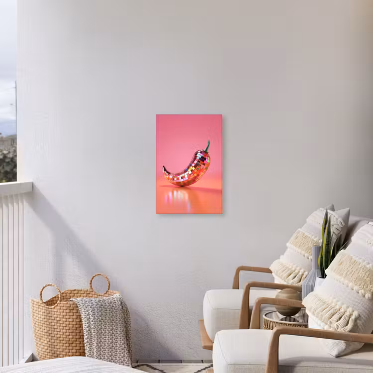 Peper - Disco - Rood - Glitter Tuinposter op houten frame 2 cm dik klein -sfeer1
