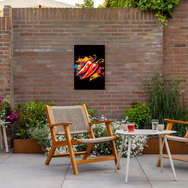 Peper - Graffiti - Verf - Abstract - Modern - Kleurrijk Tuinposter op houten frame 2 cm dik klein -sfeer3