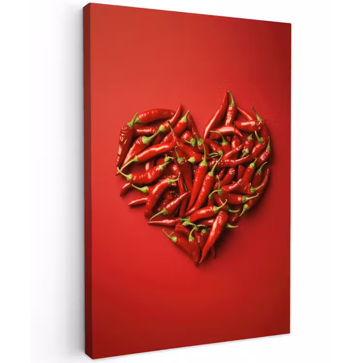 Pepers - Rood - Hart Tuinposter op houten frame 2 cm dik klein -3d
