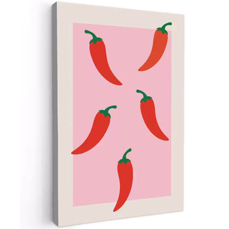 Pepers - Rood - Illustratie Tuinposter op houten frame 2 cm dik klein -3d