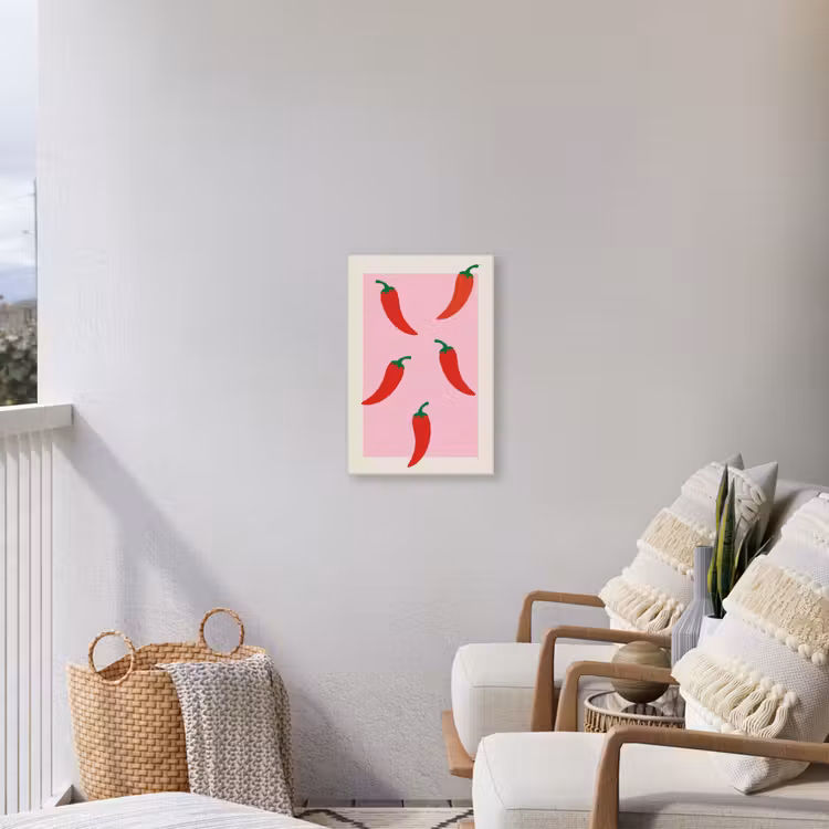 Pepers - Rood - Illustratie Tuinposter op houten frame 2 cm dik klein -sfeer1