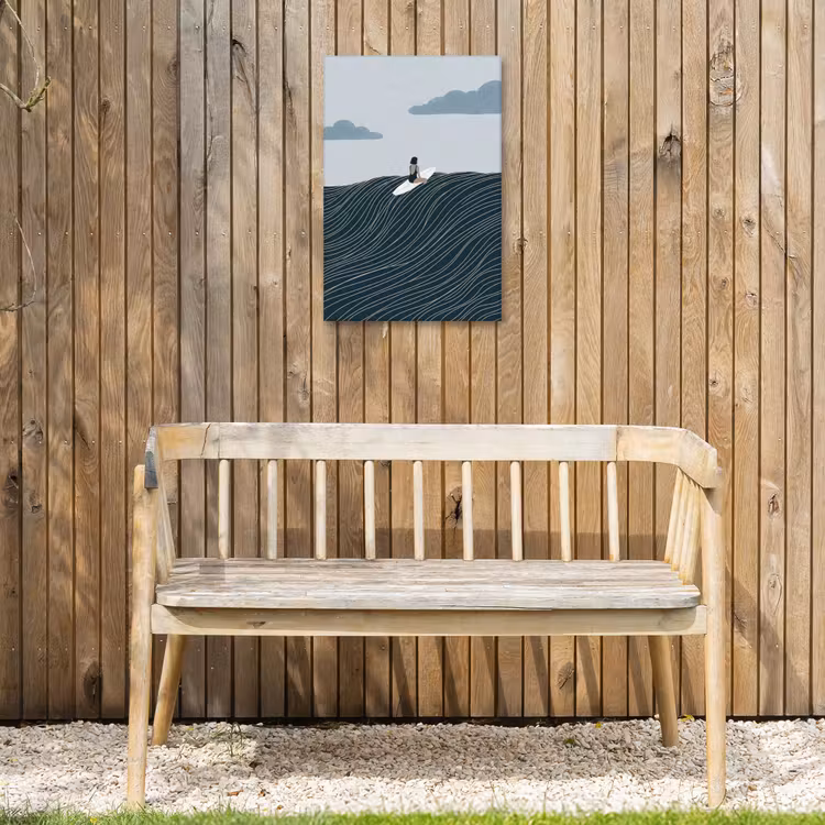 Persoon - Surfen - Oceaan - Natuur - Modern Tuinposter op houten frame 2 cm dik klein -sfeer4