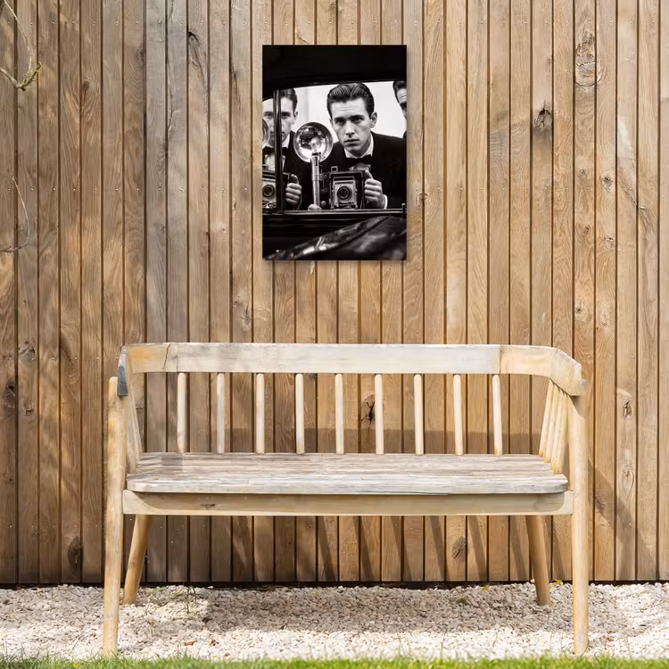 Fotograaf - Camera - Vintage - Journalistiek - Zwart-wit Tuinposter op houten frame 2 cm dik klein -sfeer4