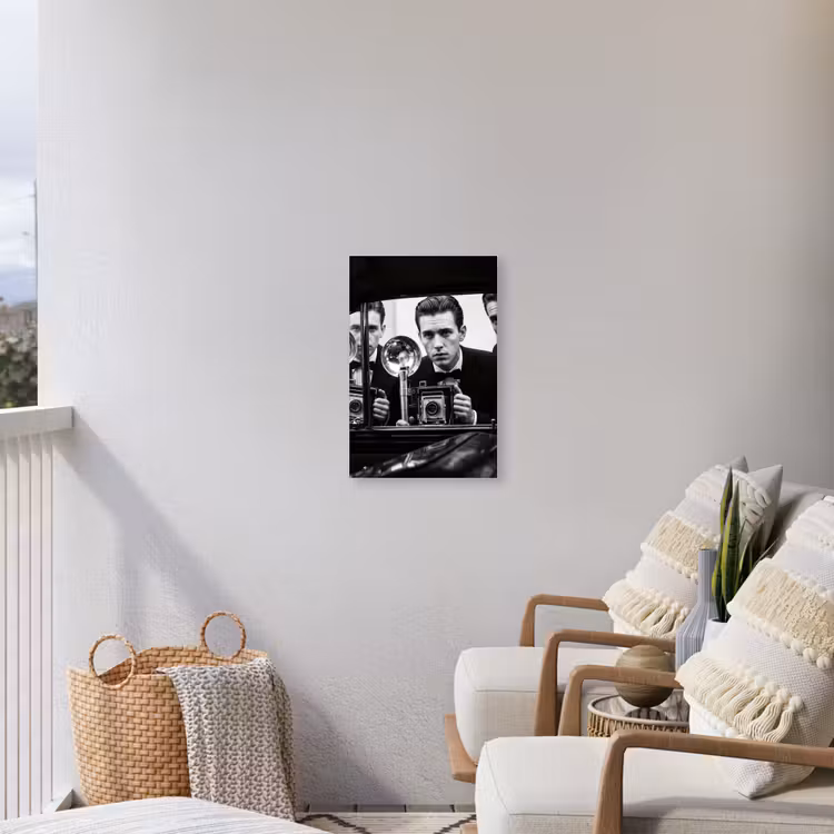 Fotograaf - Camera - Vintage - Journalistiek - Zwart-wit Tuinposter op houten frame 2 cm dik klein -sfeer1