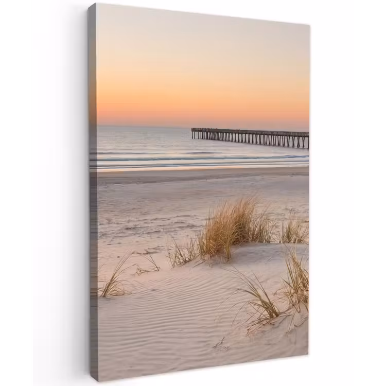 Pier - Zonsondergang - Strand Tuinposter op houten frame 2 cm dik klein -3d