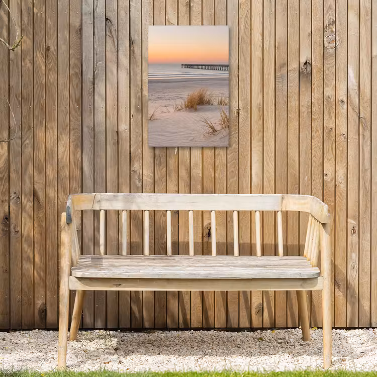 Pier - Zonsondergang - Strand Tuinposter op houten frame 2 cm dik klein -sfeer4