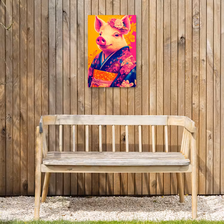 Varken - Bloemkroon - Kimono - Abstract Tuinposter op houten frame 2 cm dik klein -sfeer4