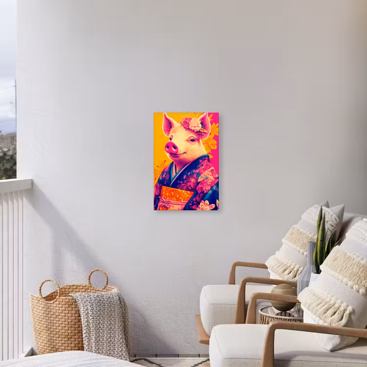 Varken - Bloemkroon - Kimono - Abstract Tuinposter op houten frame 2 cm dik klein -sfeer1