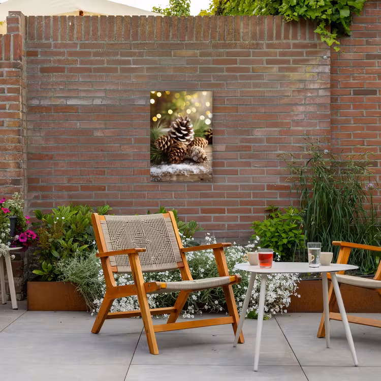 Dennenappels - Kerstsfeer - Bruin - Groen Tuinposter op houten frame 2 cm dik klein -sfeer3
