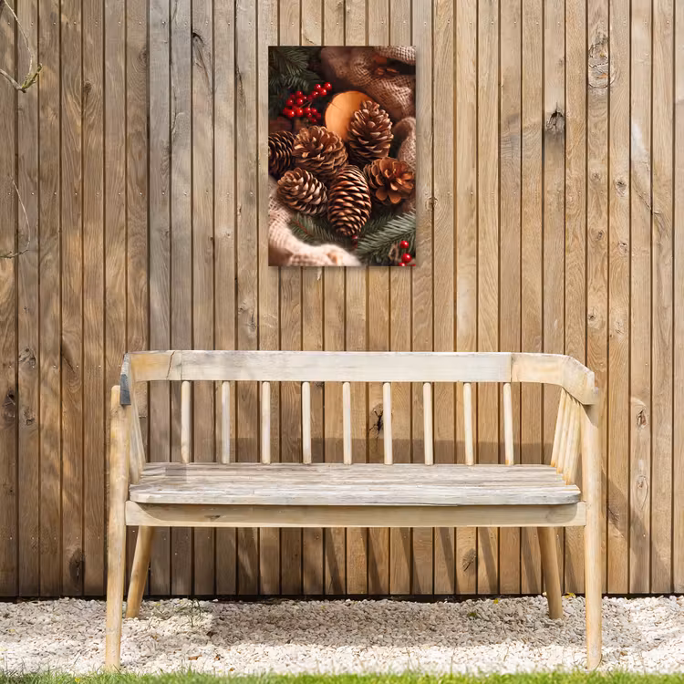 Dennenappels - Boom - Winter - Natuur - Bruin Tuinposter op houten frame 2 cm dik klein -sfeer4
