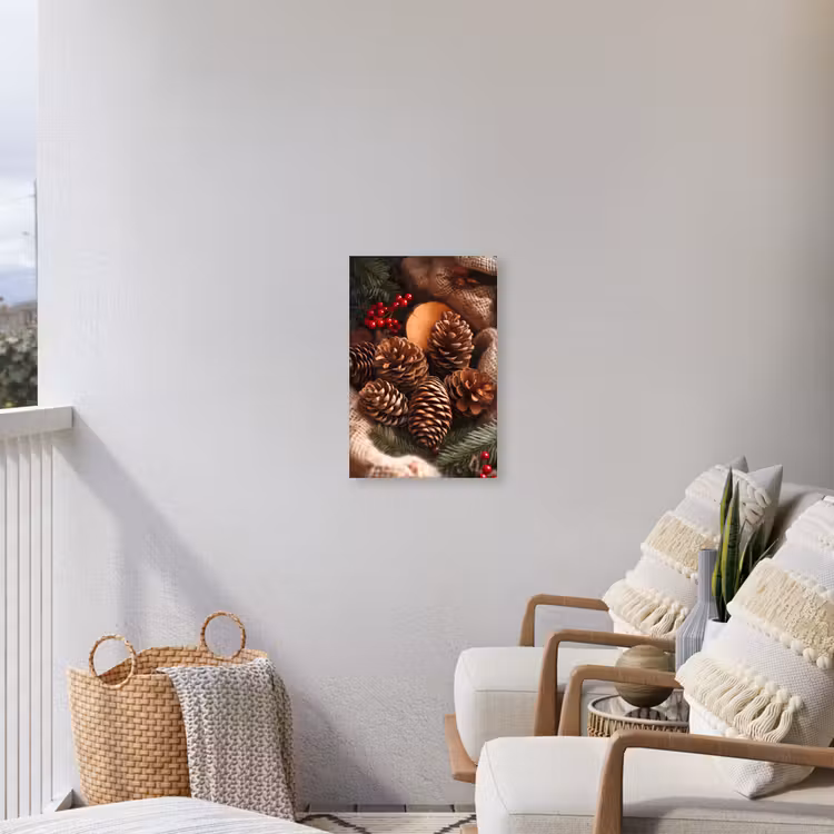 Dennenappels - Boom - Winter - Natuur - Bruin Tuinposter op houten frame 2 cm dik klein -sfeer1