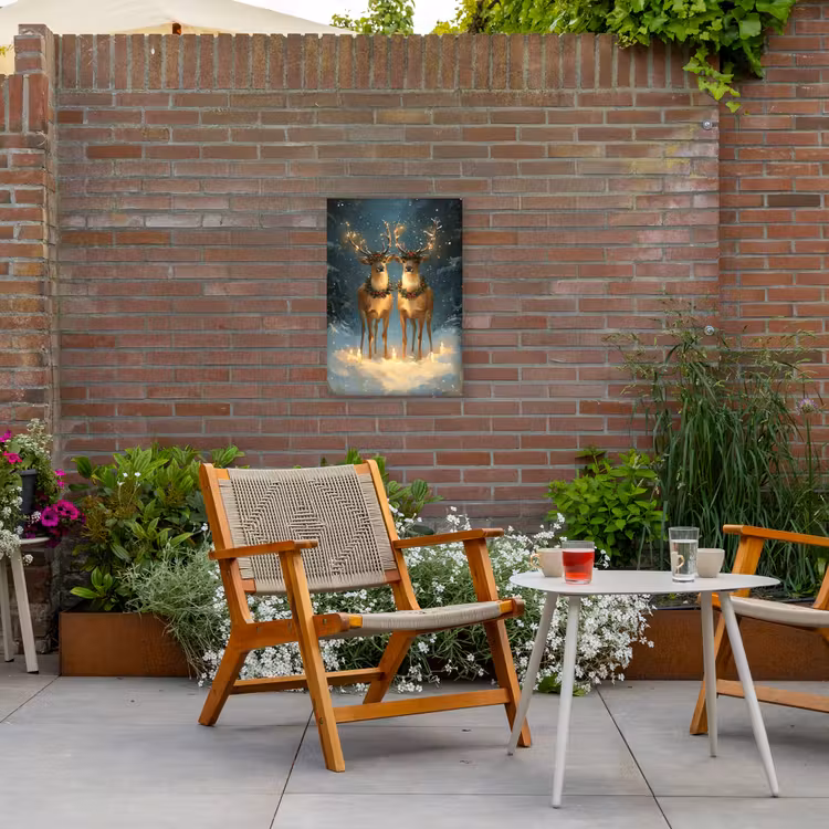 Dennensprookje - Rendier - Nacht Tuinposter op houten frame 2 cm dik klein -sfeer3