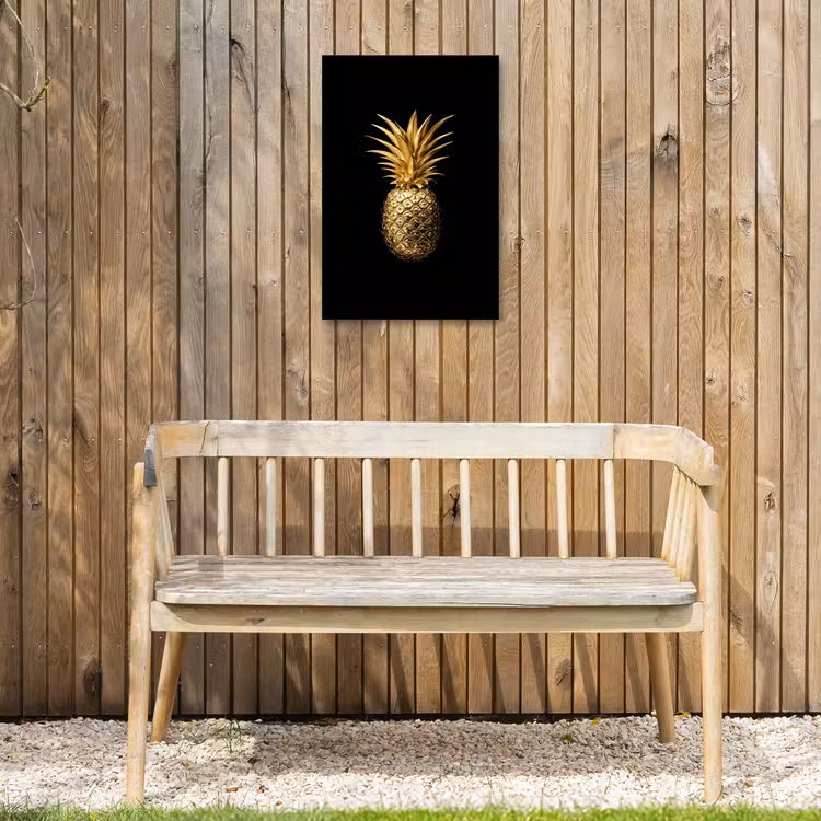 Ananas - Zwart - Goud - Luxe Tuinposter op houten frame 2 cm dik klein -sfeer4