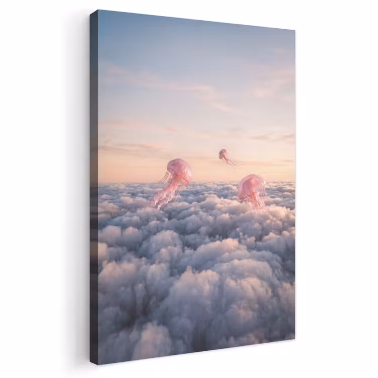 Outdoor Canvas Print - Pink Animal - Clouds - Roze dier - Wolken Tuinposter op houten frame 2 cm dik klein